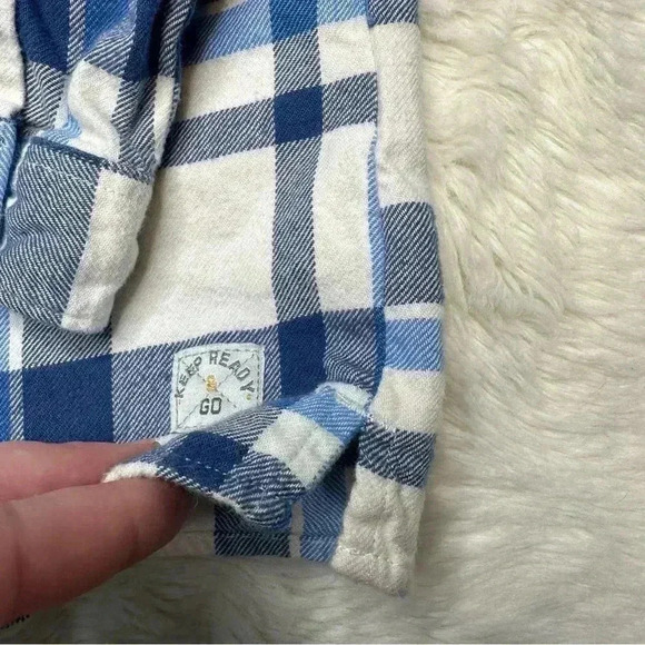 Zara Shirt Flannel Button-up Blue & White Size 4-5 Years - Picture 4 of 16